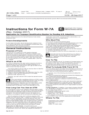 IRS Form W-7A Application