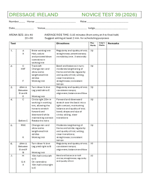 Dressage Ireland Novice Test 39