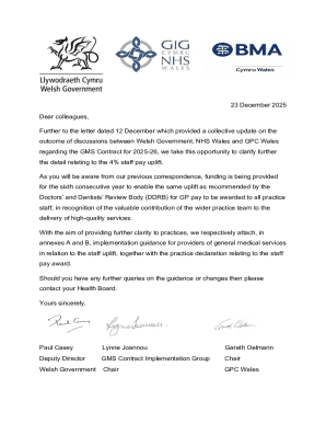 Welsh Government GMS Contract Staff Uplift Declaration