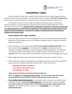 Florida Fingerprint Card Processing Service