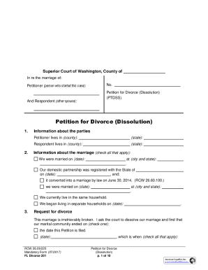 Washington State Divorce Petition