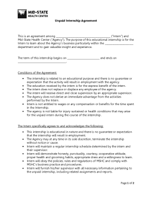 Unpaid Internship Agreement