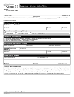 Declaration – Substitute Mailing Address