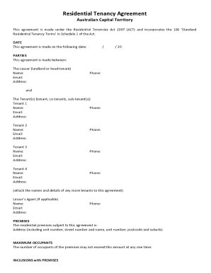 Residential Tenancy Agreement ACT
