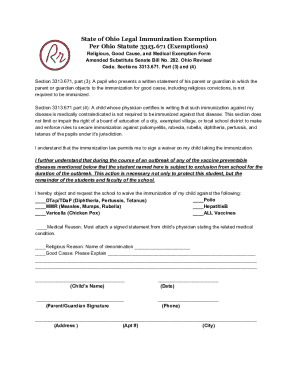 Ohio Legal Immunization Exemption Form