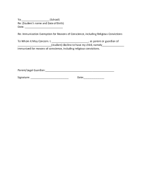 Immunization Exemption Form