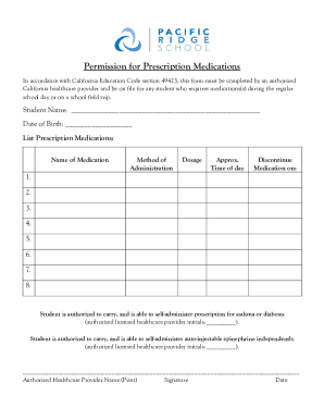 Permission for Prescription Medications