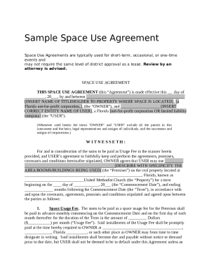 Florida Space Use Agreement