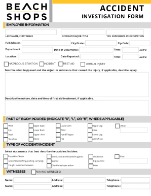 Accident Investigation Form