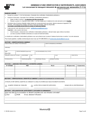 Quebec Background Check Request Form