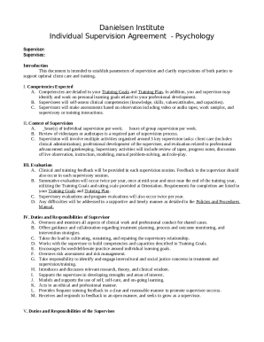 Individual Supervision Agreement - Psychology