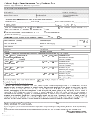 California Kaiser Permanente Group Enrollment Form