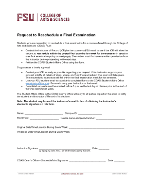 Request to Reschedule a Final Examination