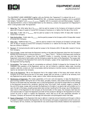 Equipment Lease Agreement