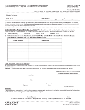 Degree Program Enrollment Certification