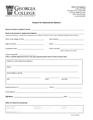 Georgia Replacement Diploma Request Form