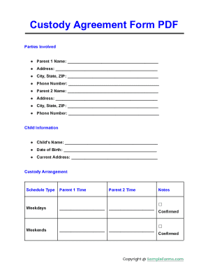 Custody Agreement Form
