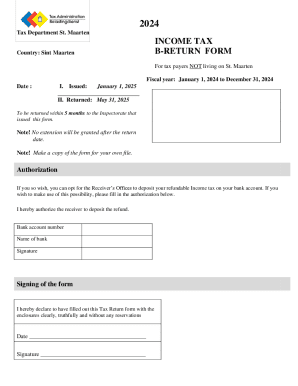 Sint Maarten B-Return Income Tax Form