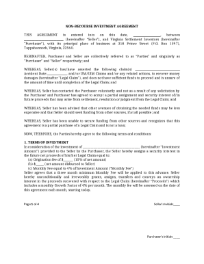 Non-Recourse Investment Agreement