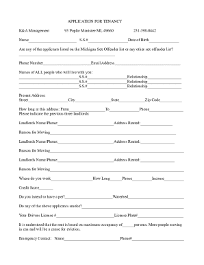 Application for Tenancy