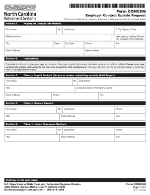 North Carolina Employer Contact Update Request Form