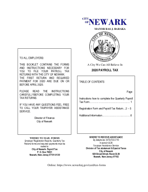 City of Newark Payroll Tax Form