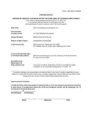 H-1B Posting Notice Addendum