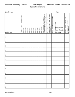 4-H Fair Attendance Form