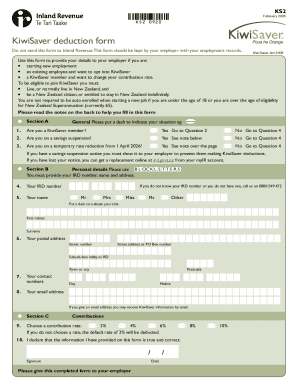 KiwiSaver Deduction Form