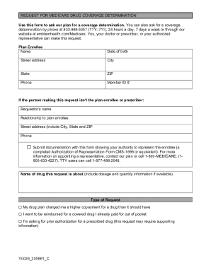 Medicare Drug Coverage Determination Form