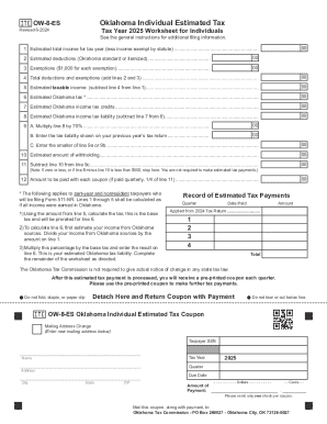 Oklahoma Individual Estimated Tax Form OW-8-ES
