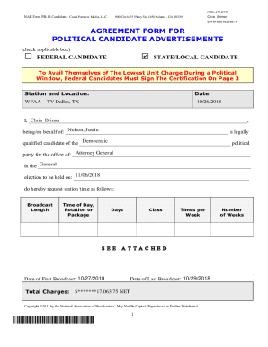 NAB Form PB-18 for Political Candidate Advertisements