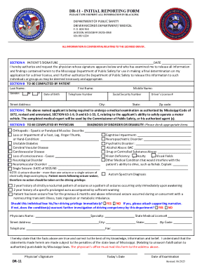 Mississippi Driver Medical Report Form DR-11