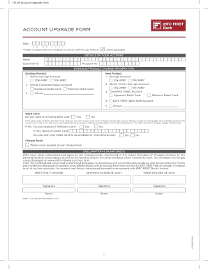IDFC First Bank Account Upgrade Form