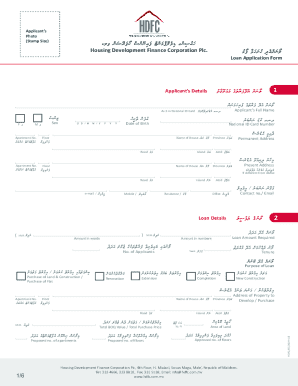 Housing Development Finance Corporation Loan Application Form