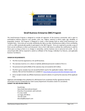 Small Business Enterprise Review Form