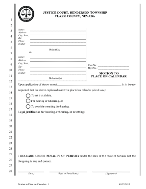 Motion to Place on Calendar