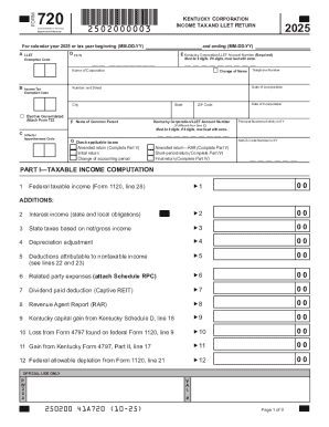 Kentucky Corporation Income Tax and LLET Return 2025