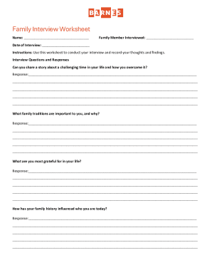 Family Member Interview Worksheet