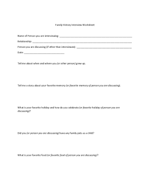 Family History Interview Worksheet