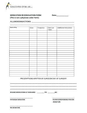 Medication Reconciliation Form