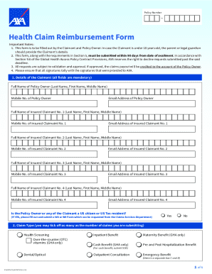 Health Claim Reimbursement Form