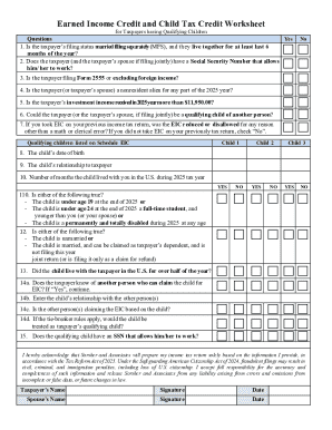 Earned Income Credit and Child Tax Credit Worksheet