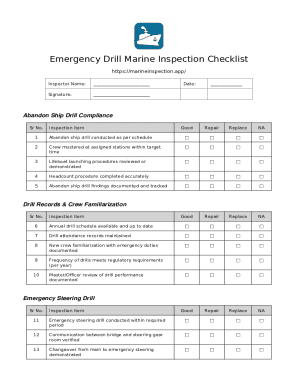 Emergency Drill Marine Inspection Checklist
