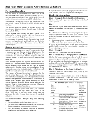 Arizona Form 140NR Schedule A(NR) Itemized Deductions