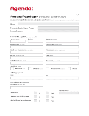 German Employee Information Form