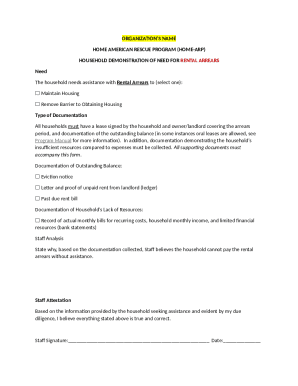 HOME American Rescue Program Rental Arrears Form