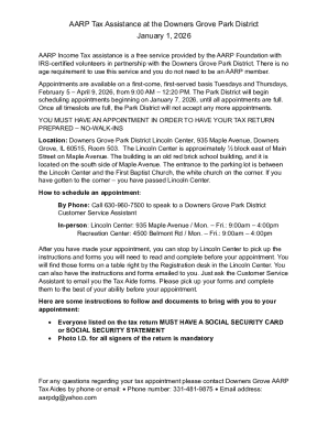 AARP Tax Assistance Appointment Form