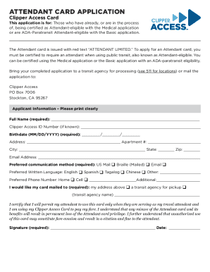 Attendant Card Application