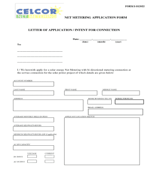 Net Metering Application Form